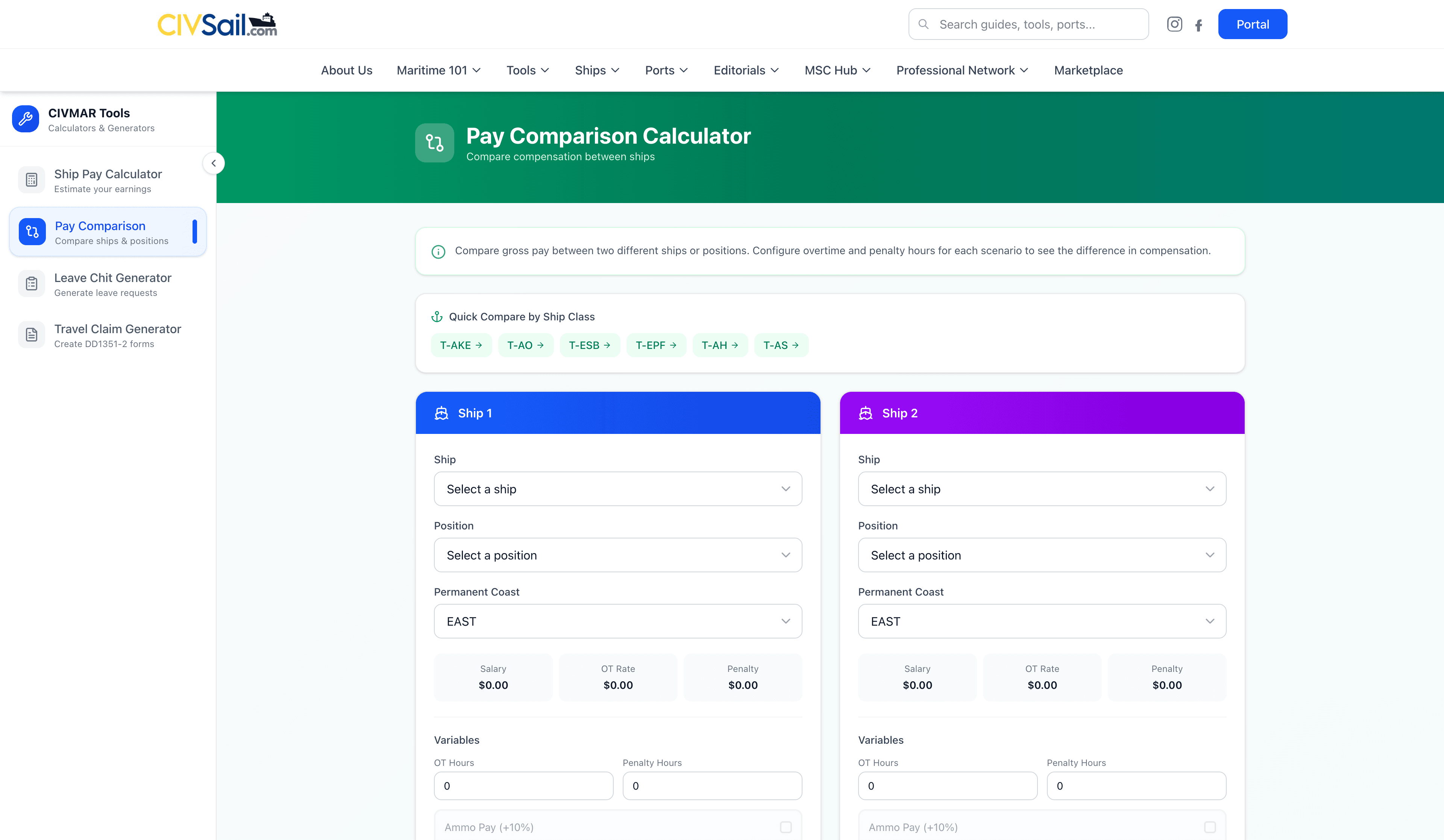 Civmar Calculator — Custom web application
